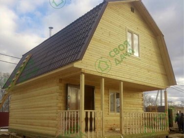 Баня из бруса с мансардой 6 х 7.5